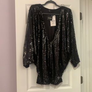 Zara sequin black mini dress